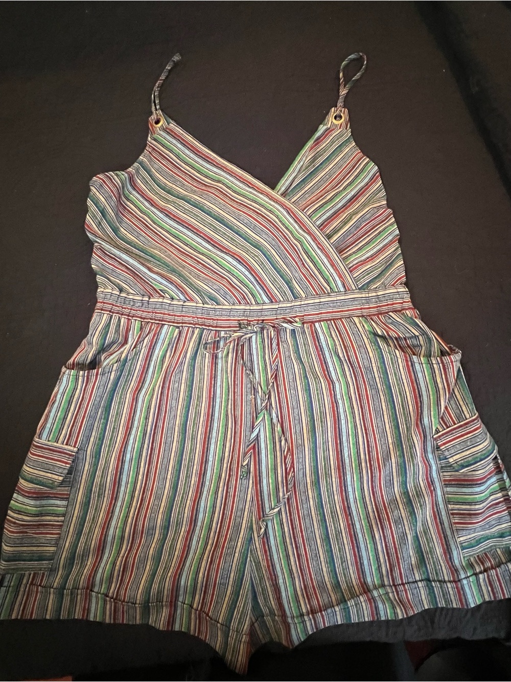 Wild Fable Ladies Striped Multicolor Sleeveless Romper